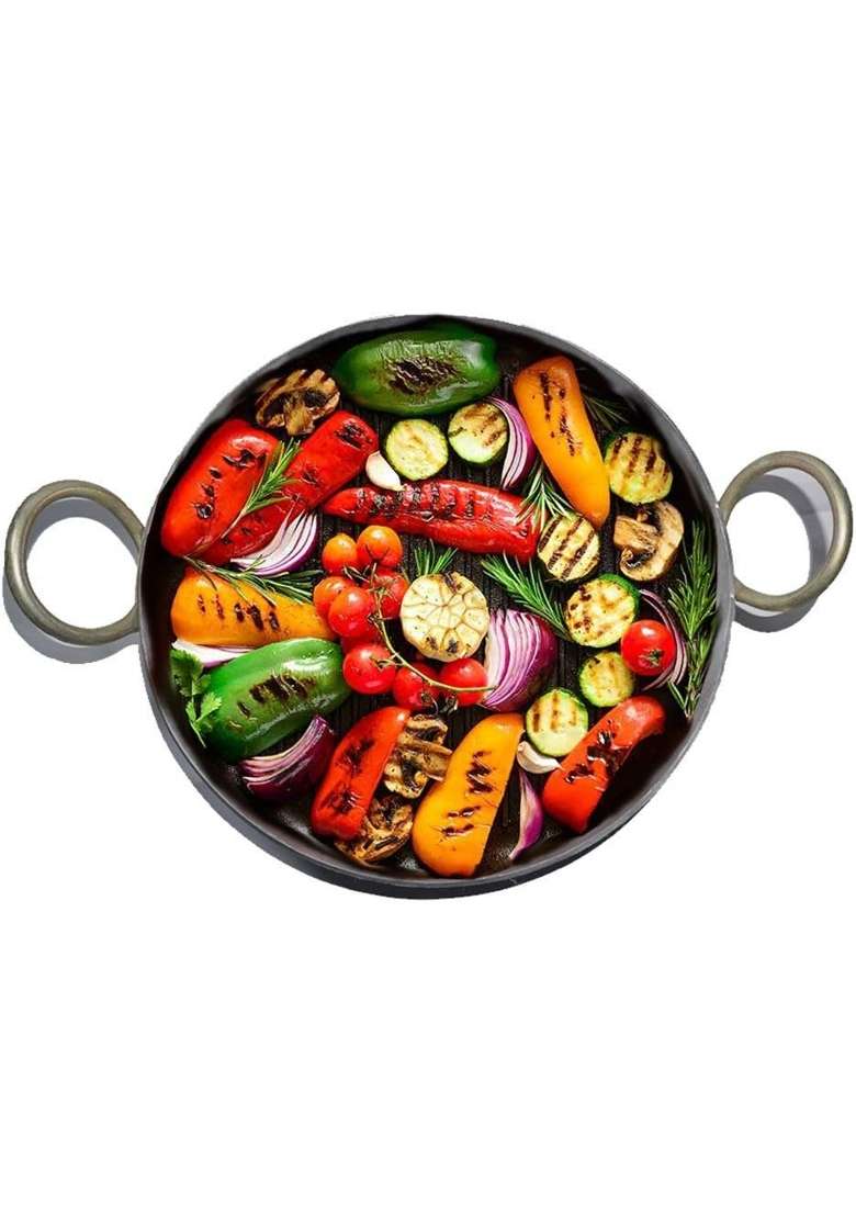 Sonanshi Iron Induction Kadhai Deep Frying Wok Cookware Pan | Food Safe - Indya