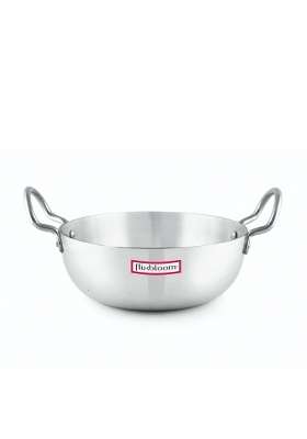 FLIXBLOOM Select Kitchen Heavy Duty Deep Aluminium Cookware Kadhai Wok with Handle Induction | 2 L | 2.1 Qt