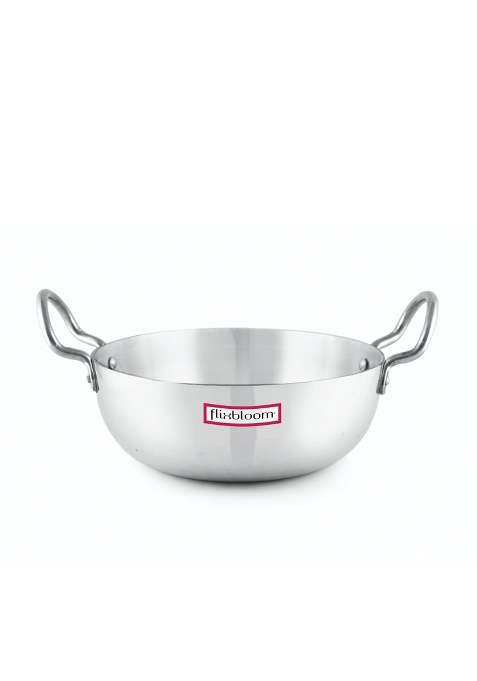 FLIXBLOOM Select Kitchen Heavy Duty Deep Aluminium Cookware Kadhai Wok with Handle Induction | 2 L | 2.1 Qt