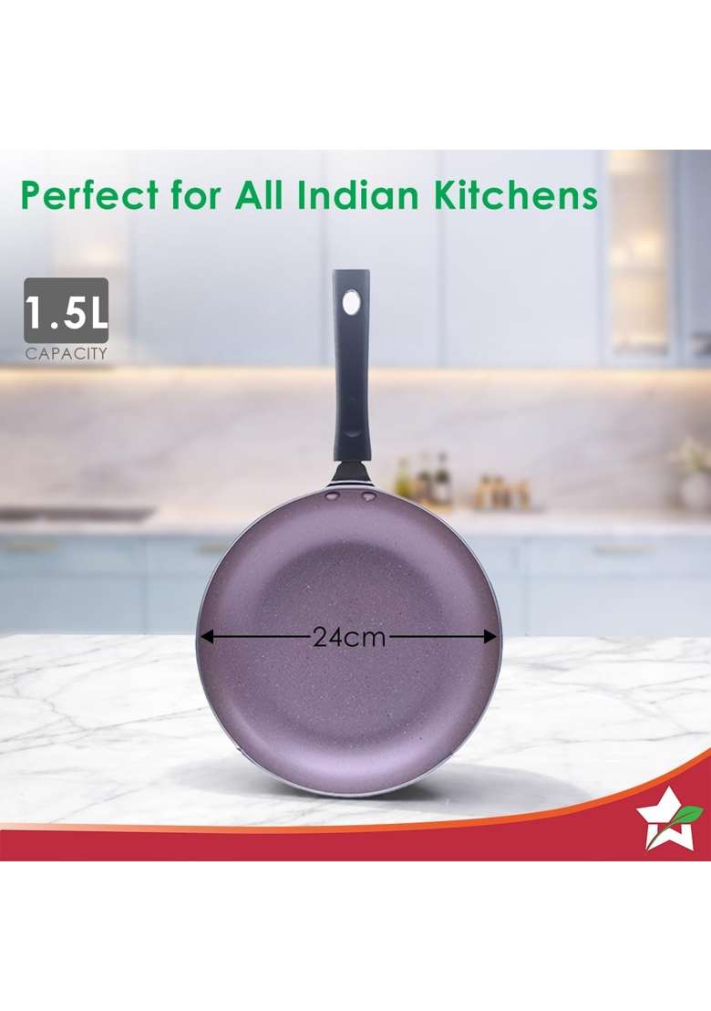 Wonderchef Valencia Non-Stick Fry Pan | 1.5 L | 1.6 Qt | 24 cm | 9.4 Inch | PFOA Free - Indya
