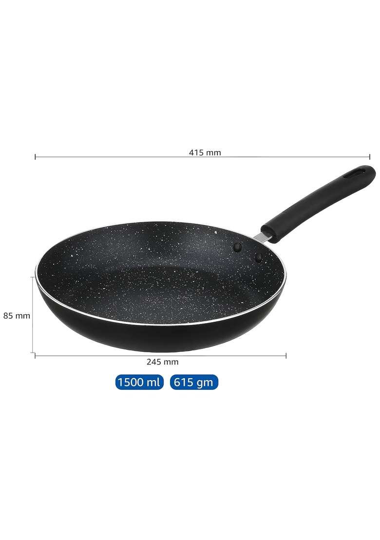 Solimo Amazon Brand Solimo Nonstick Frying Pan with Granite Finish and 2-way Non-stick | 24 cm | 9.4 Inch | Induction Compatible - Indya