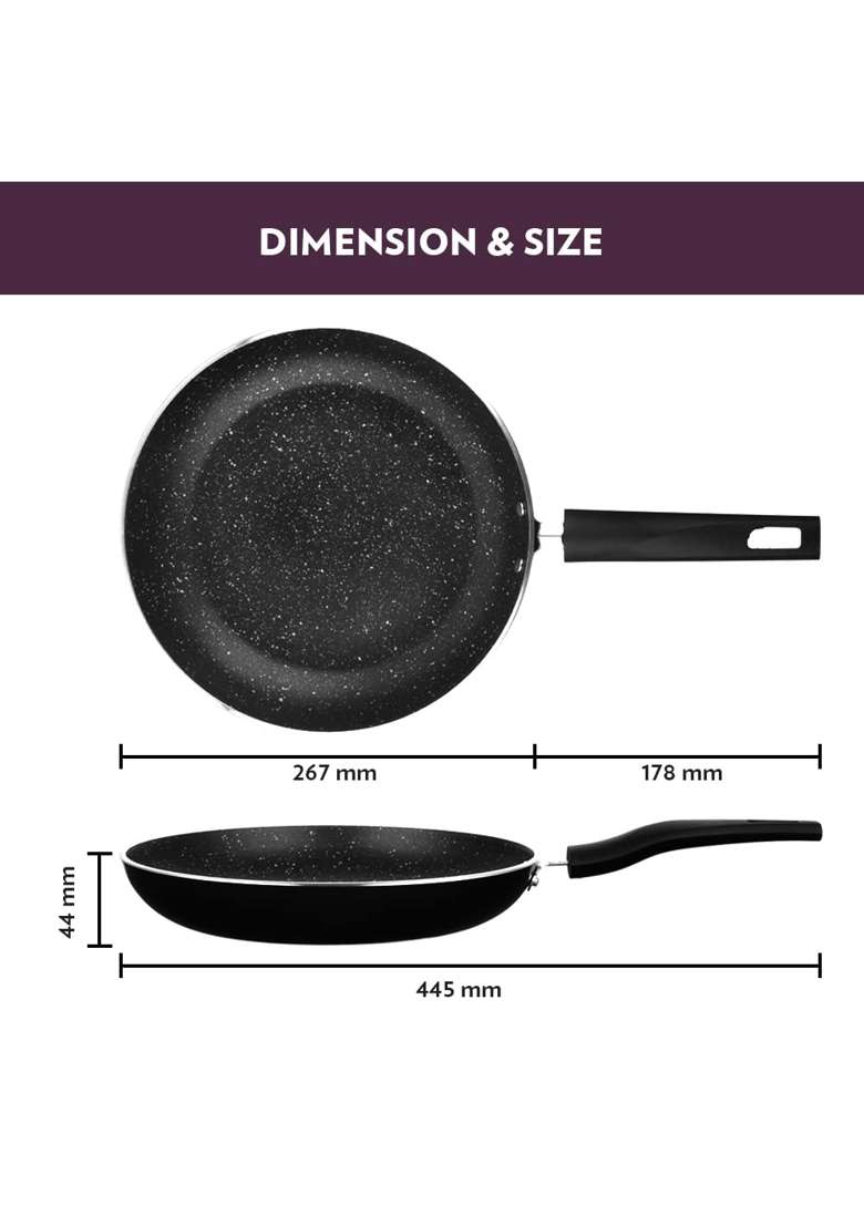 Borosil Granito 5 Layer Non-Stick Fry Pan | 26 cm | 10.2 Inch | Induction Compatible | Dishwasher Safe | PFOA Free - Indya