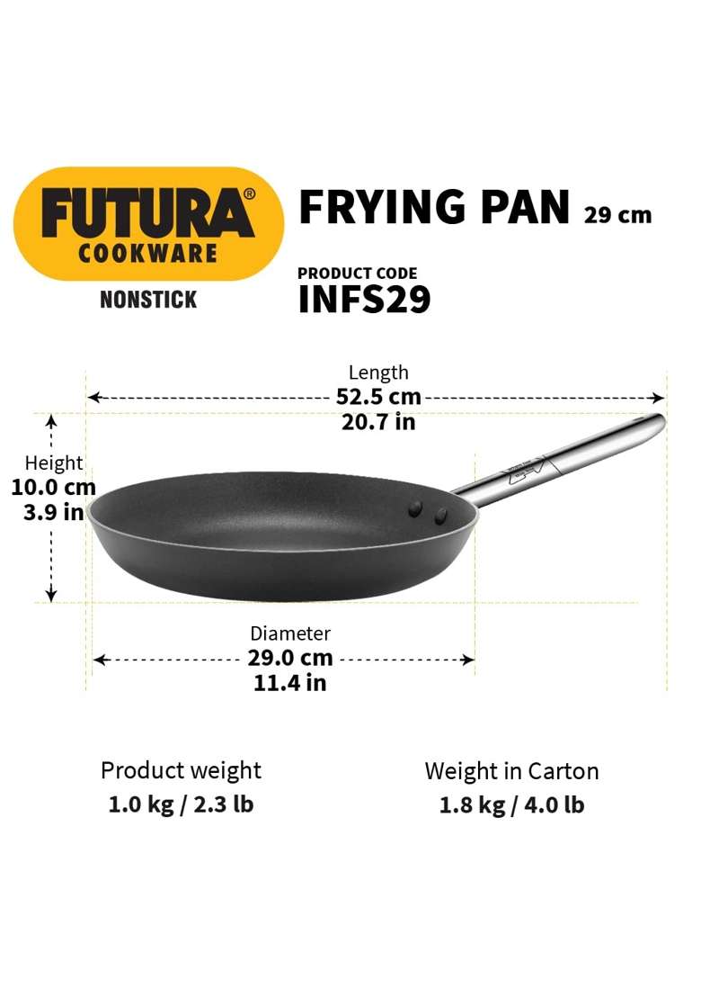 Hawkins Futura Frying Pan | 30 cm | 11.8 Inch | Induction Compatible | Non-Stick - Indya