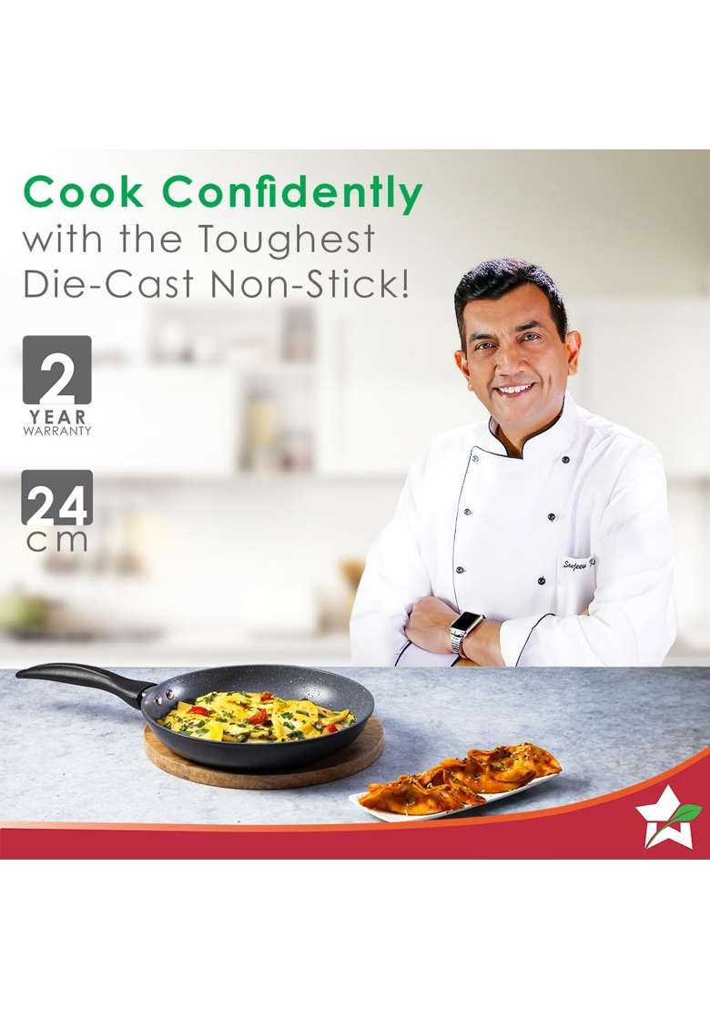 Wonderchef Duralite Die-cast Non Stick Fry Pan | 1.2 L | 1.3 Qt | 24 cm | 9.4 Inch - Indya