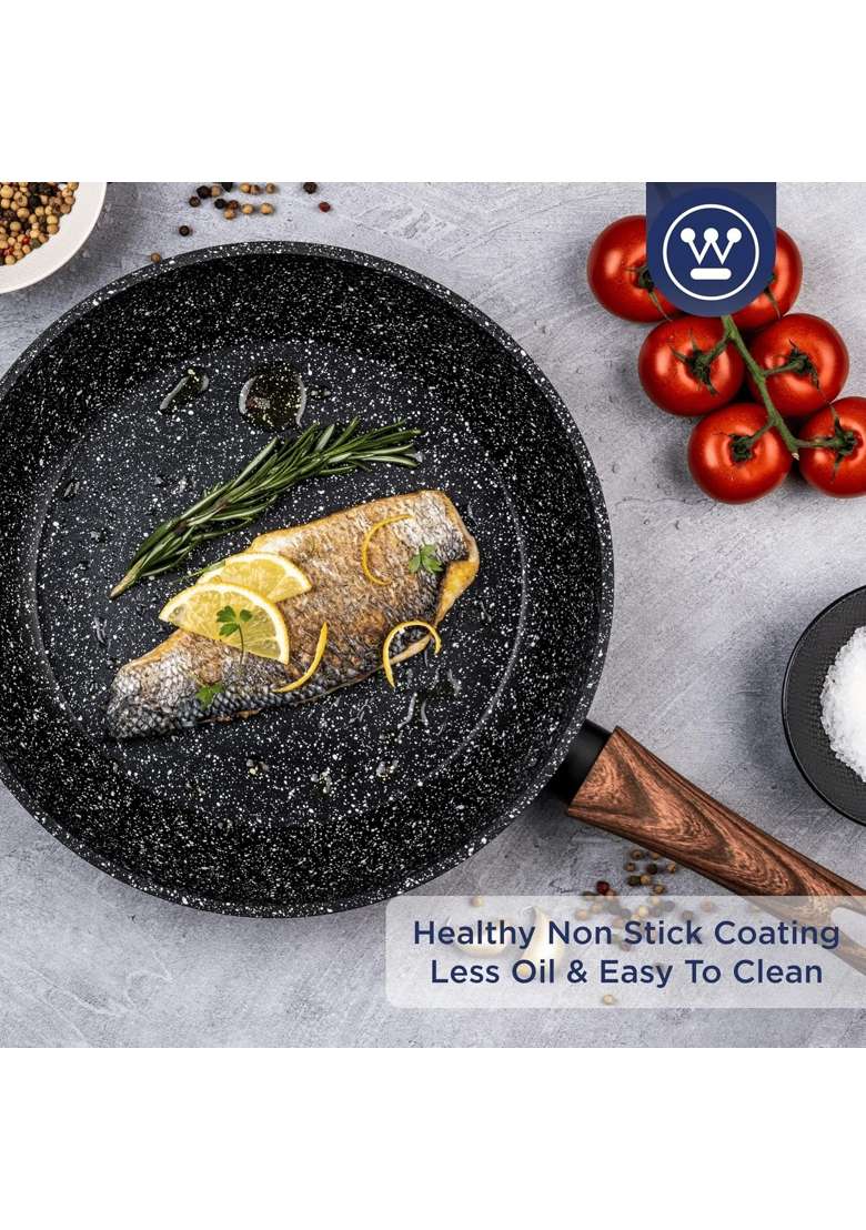 Westinghouse Black Marble Non-Stick Frying Pan | 20 cm | 7.9 Inch | Induction Compatible | Dishwasher Safe - Indya