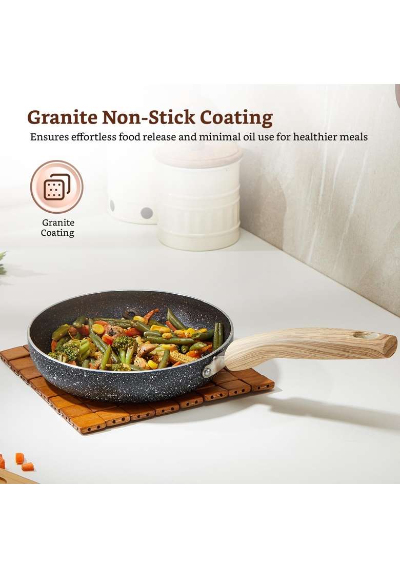 Solimo Amazon Brand Solimo Non Stick Frying Pan | 20 cm | 7.9 Inch | Induction Compatible | PFOA Free - Indya
