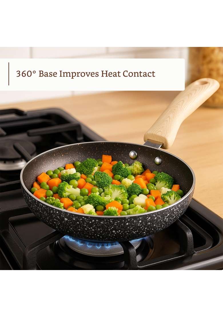 Solimo Amazon Brand Solimo Non Stick Frying Pan | 20 cm | 7.9 Inch | Induction Compatible | PFOA Free - Indya
