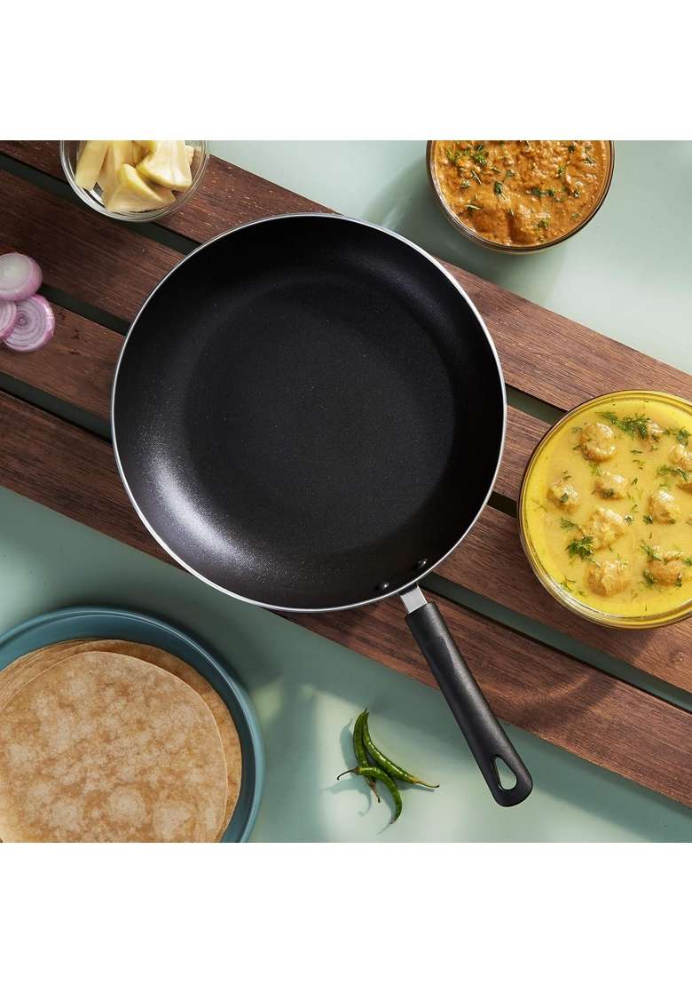 Solimo Amazon Brand Solimo Aluminium Non Stick Frypan | 28 cm | 11 Inch - Indya