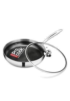 MILTON Pro cook Induction Cookware and Gas Stove Friendly Triply Hexa Tech Stainless Steel Frying | 1.5 L | 1.6 Qt | 24 cm | 9.4 Inch | Non-Stick