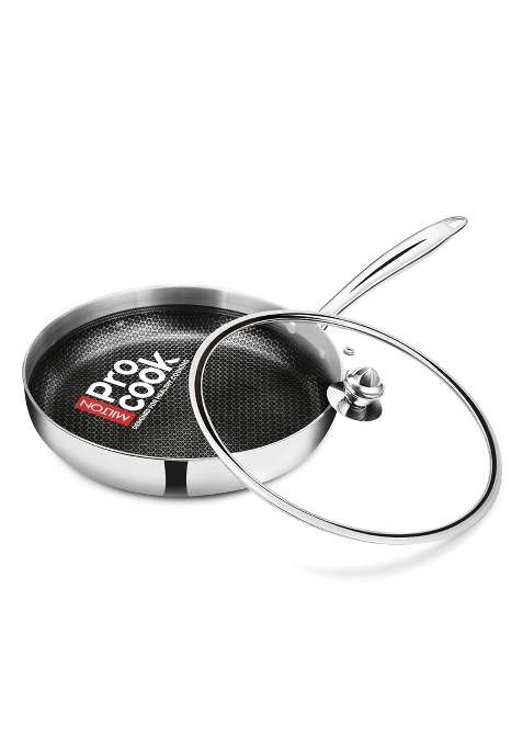 MILTON Pro cook Induction Cookware and Gas Stove Friendly Triply Hexa Tech Stainless Steel Frying | 1.5 L | 1.6 Qt | 24 cm | 9.4 Inch | Non-Stick