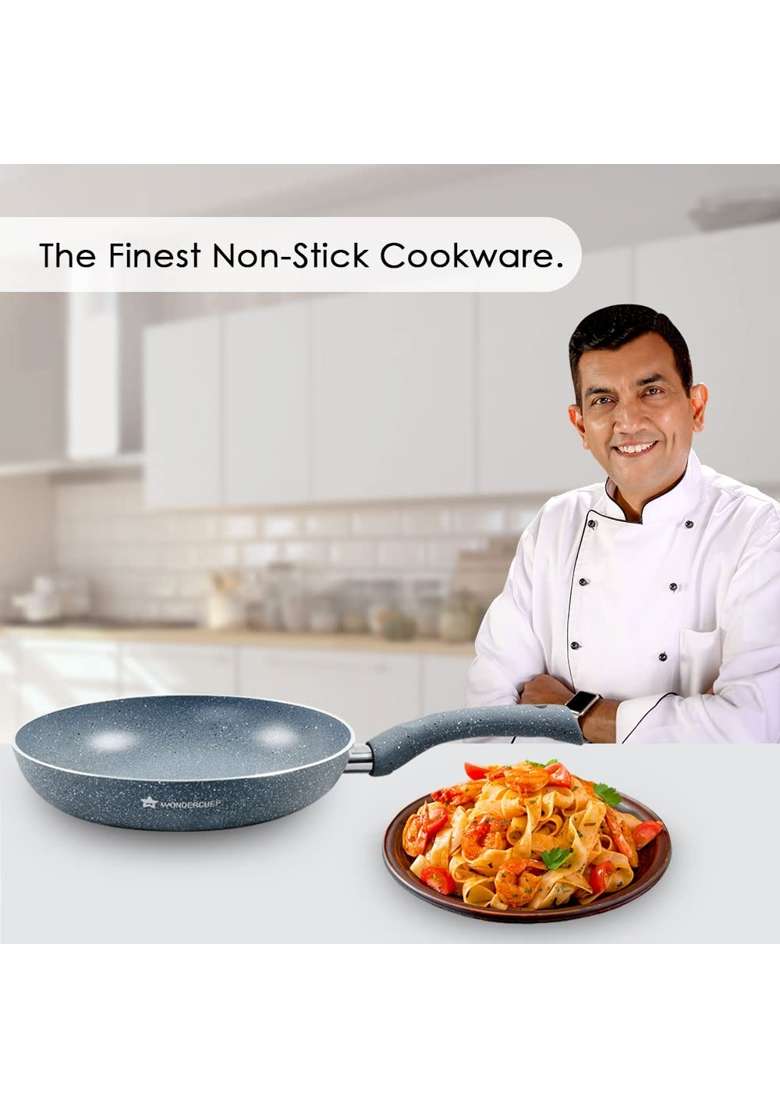 Wonderchef Granite Non-Stick Fry Pan for Kitchen | 1.8 L | 1.9 Qt | 24 cm | 9.4 Inch | Induction Compatible | PFOA Free | Non-Toxic - Indya