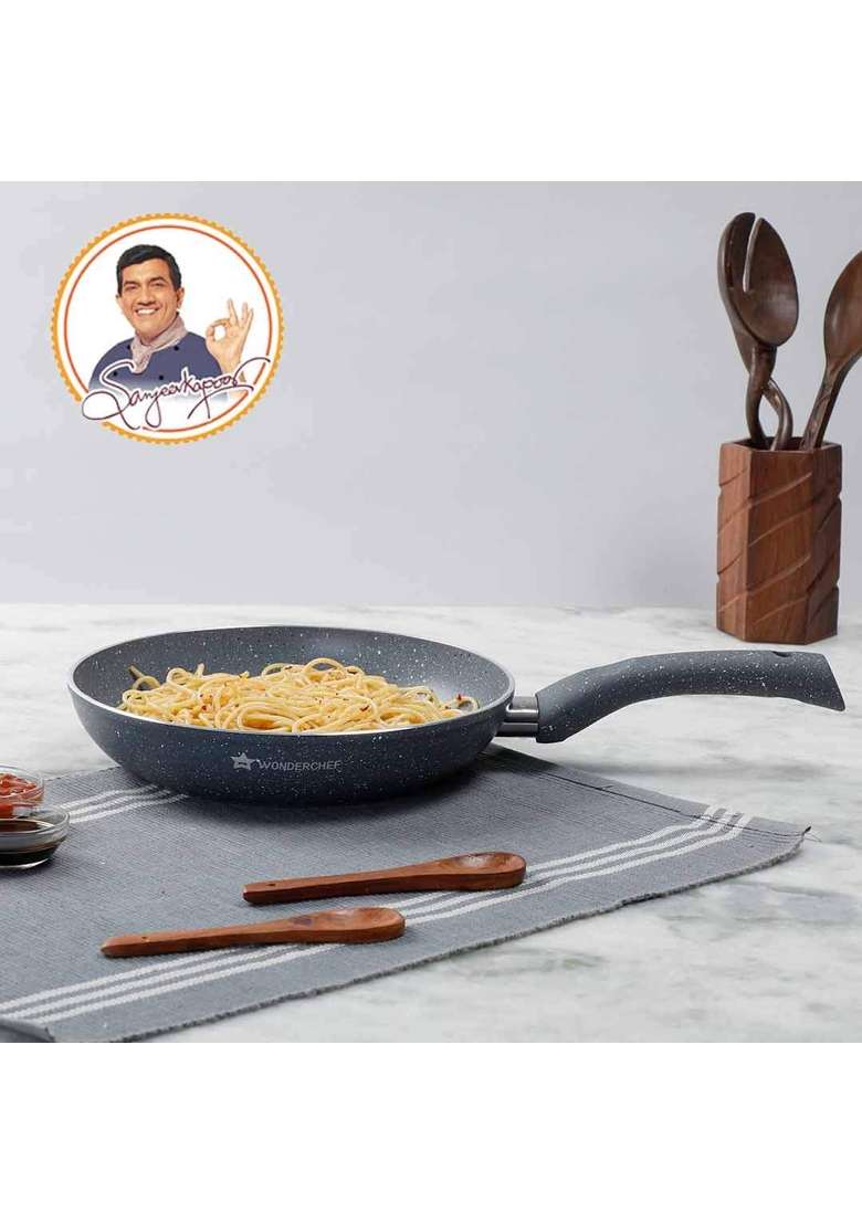 Wonderchef Granite Non-Stick Fry Pan for Kitchen | 1.8 L | 1.9 Qt | 24 cm | 9.4 Inch | Induction Compatible | PFOA Free | Non-Toxic - Indya