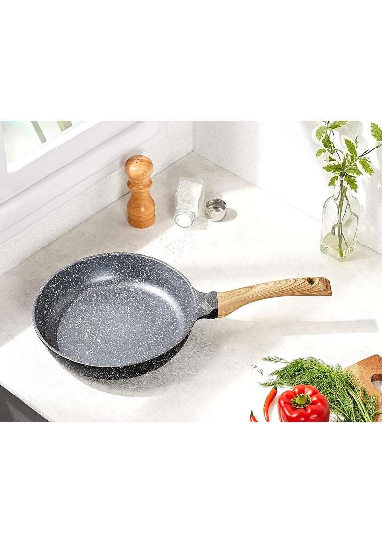 Solimo Amazon Brand Solimo Die Cast Aluminium Non Stick Deep Frying Pan | 24 cm | 9.4 Inch | Induction Compatible - Indya