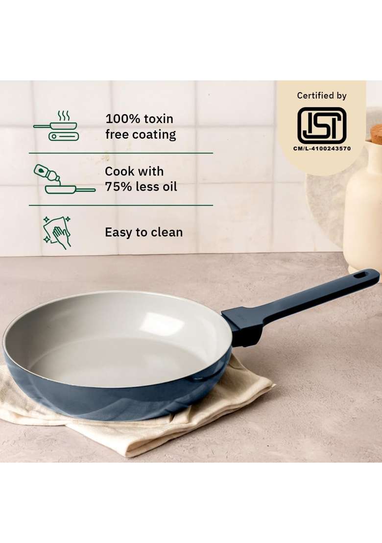 Ember Cookware Arcilla Ceramic Frying Pan | 24 cm | 9.4 Inch | Non-Toxic | Non-Stick - Indya