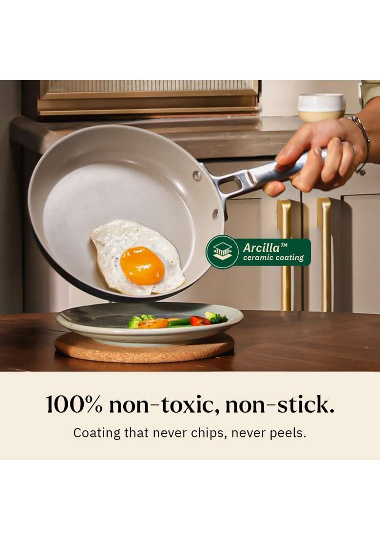 Ember Cookware Arcilla Ceramic Frying Pan | 24 cm | 9.4 Inch | Induction Compatible | Non-Toxic | Non-Stick - Indya