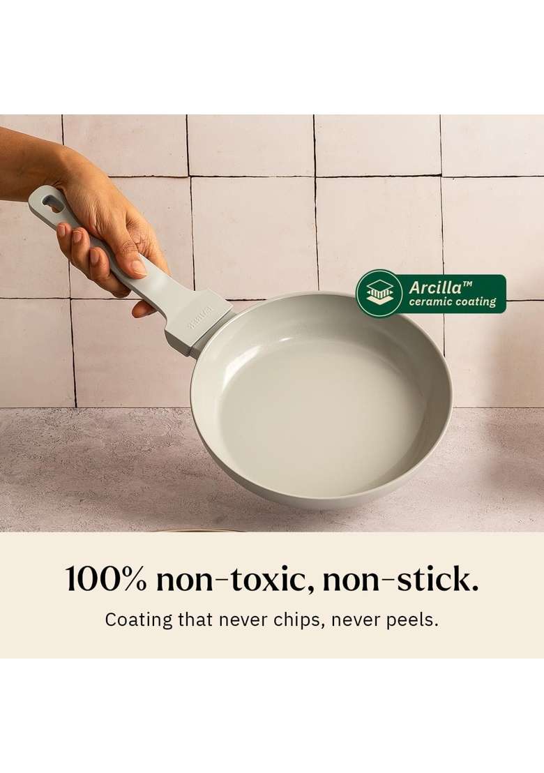 Ember Cookware Arcilla Ceramic Egg and Omelette Pan | 20 cm | 7.9 Inch | Induction Compatible | Non-Toxic | Non-Stick - Indya
