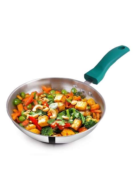 The Indus Valley Stainless Steel Fry Pan | 1.5 L | 1.6 Qt | 22.8 cm | 9 Inch | Induction Compatible | Non-Toxic