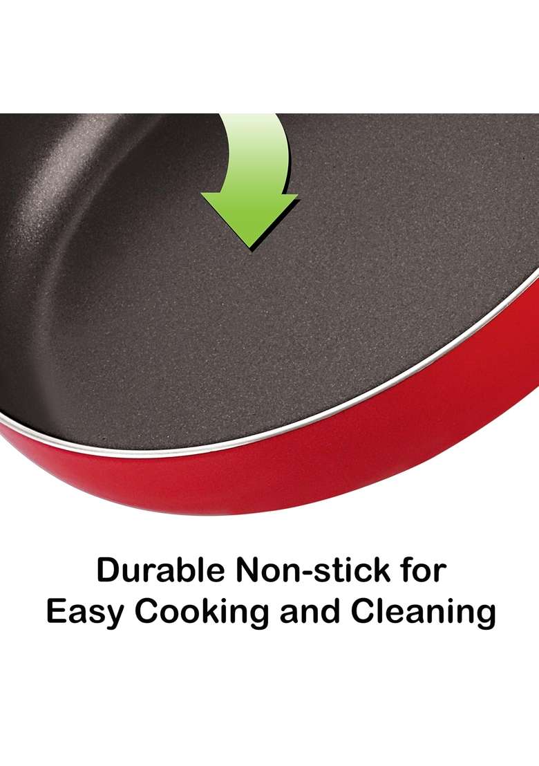 NIRLON Chef Classic Aluminum 3layer Nonstick Coated Eco Frying Pan with Stainless | 2 L | 2.1 Qt | 24 cm | 9.4 Inch | With Lid - Indya