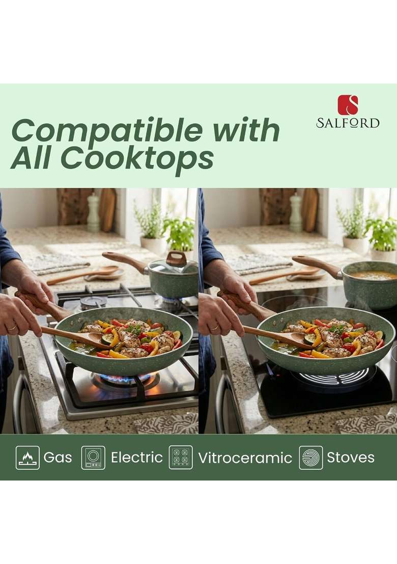 SALFORD Forged Non-Stick Frypan | 1.8 L | 1.9 Qt | 24 cm | 9.4 Inch | Induction Compatible | PFOA Free | Non-Toxic - Indya