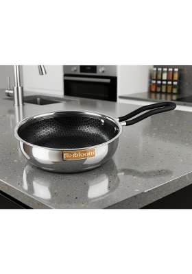FLIXBLOOM Urban Kitchen Tri-Ply Stainless Steel Induction Base Cookware and LPG Friendly | 3 L | 3.2 Qt | Non-Stick
