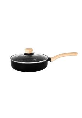 BERGNER Bellini Plus Aura 5-Layer Non-Stick Deep Frypan with Glass Lid | 3 L | 3.2 Qt | 26 cm | 10.2 Inch | Induction Compatible