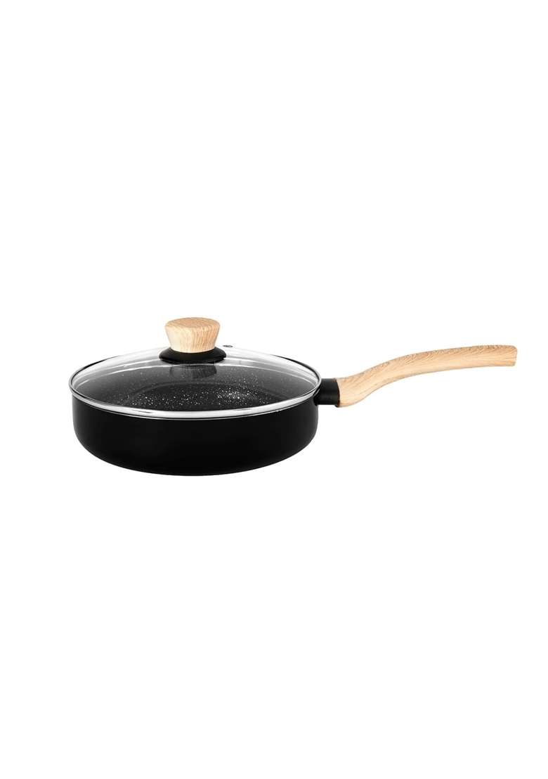 BERGNER Bellini Plus Aura 5-Layer Non-Stick Deep Frypan with Glass Lid | 4 L | 4.2 Qt | 28 cm | 11 Inch | Induction Compatible - Indya