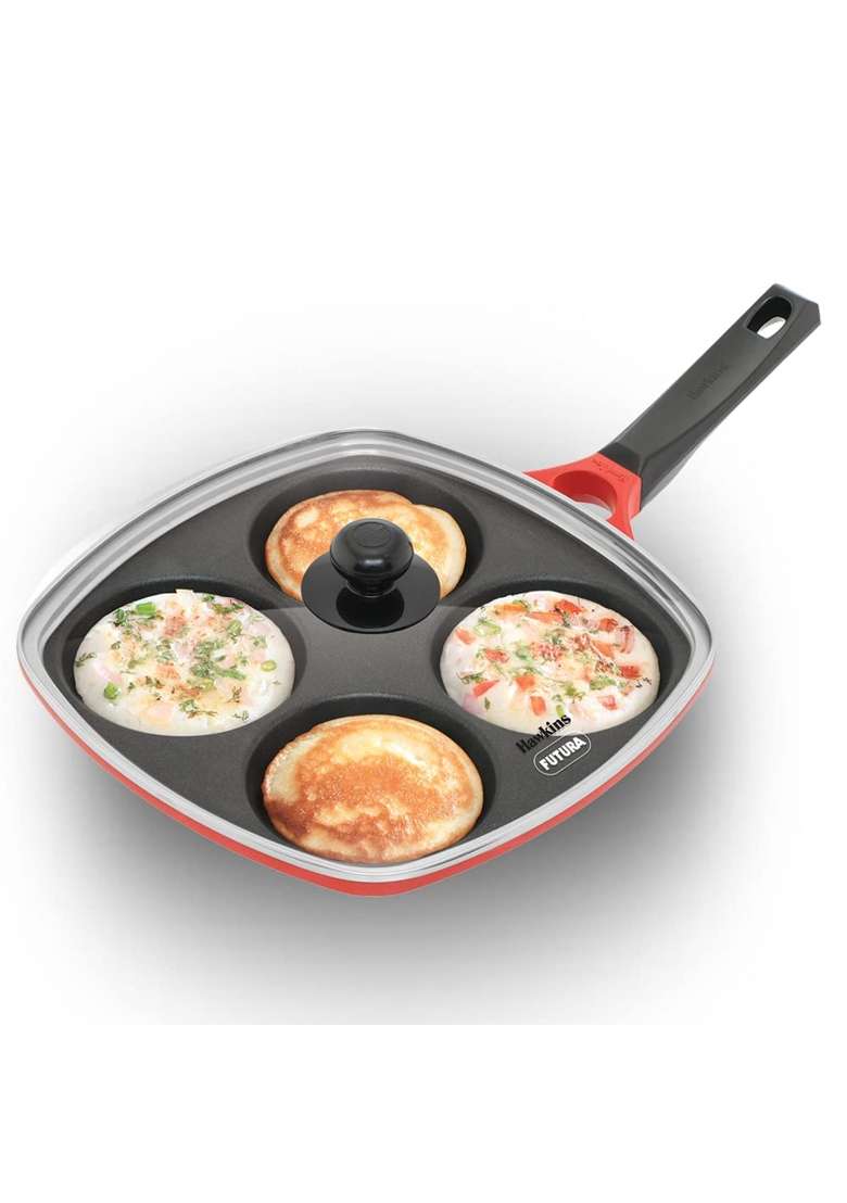 Hawkins Die-Cast Multi Snack Pan with Glass Lid | 30 cm | 11.8 Inch | Non-Stick - Indya
