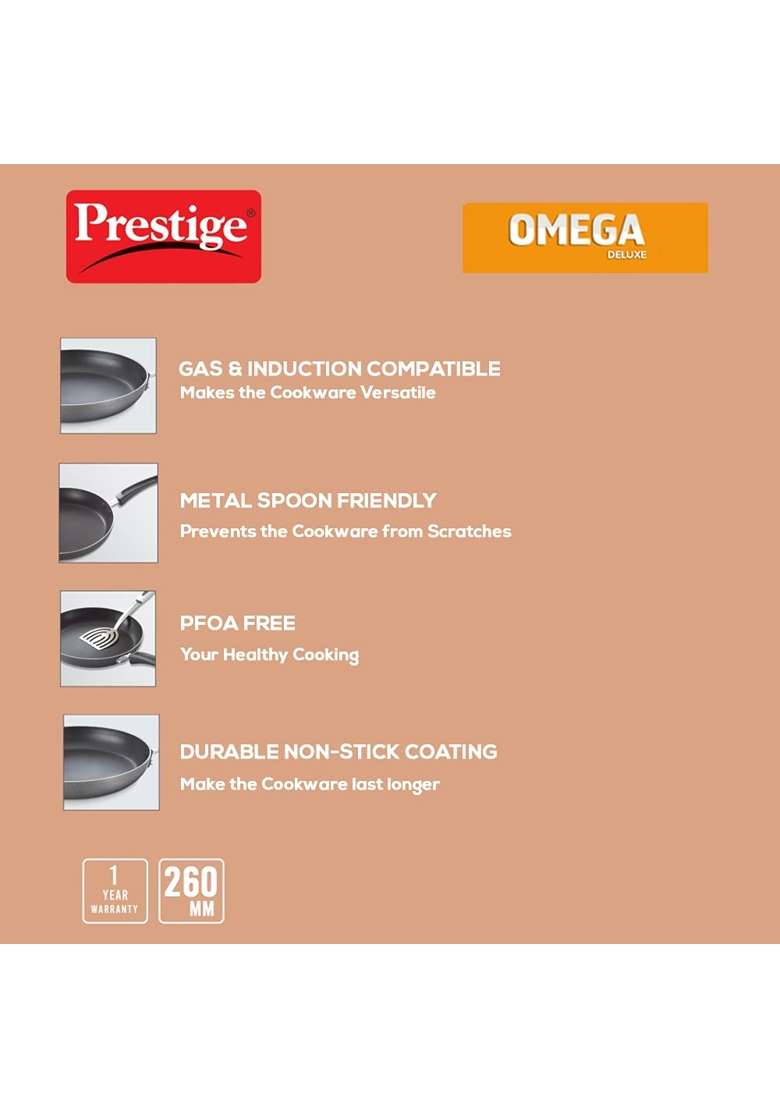 Prestige TTK OMG DLX Sleeve Induction Base Non-Stick Aluminium Fry Pan | 26 cm | 10.2 Inch - Indya