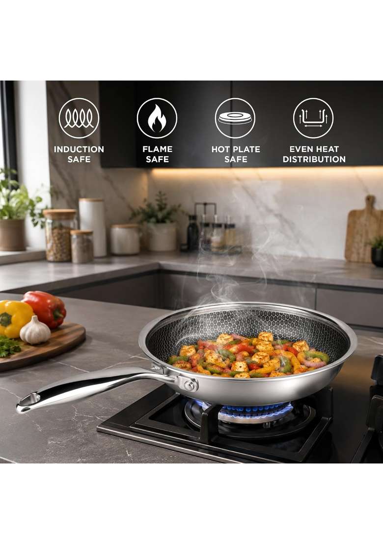 MILTON Pro cook Induction Cookware and Gas Stove Friendly Triply Hexa Tech Mini Fry Pan | 14 cm | 5.5 Inch | Non-Stick - Indya