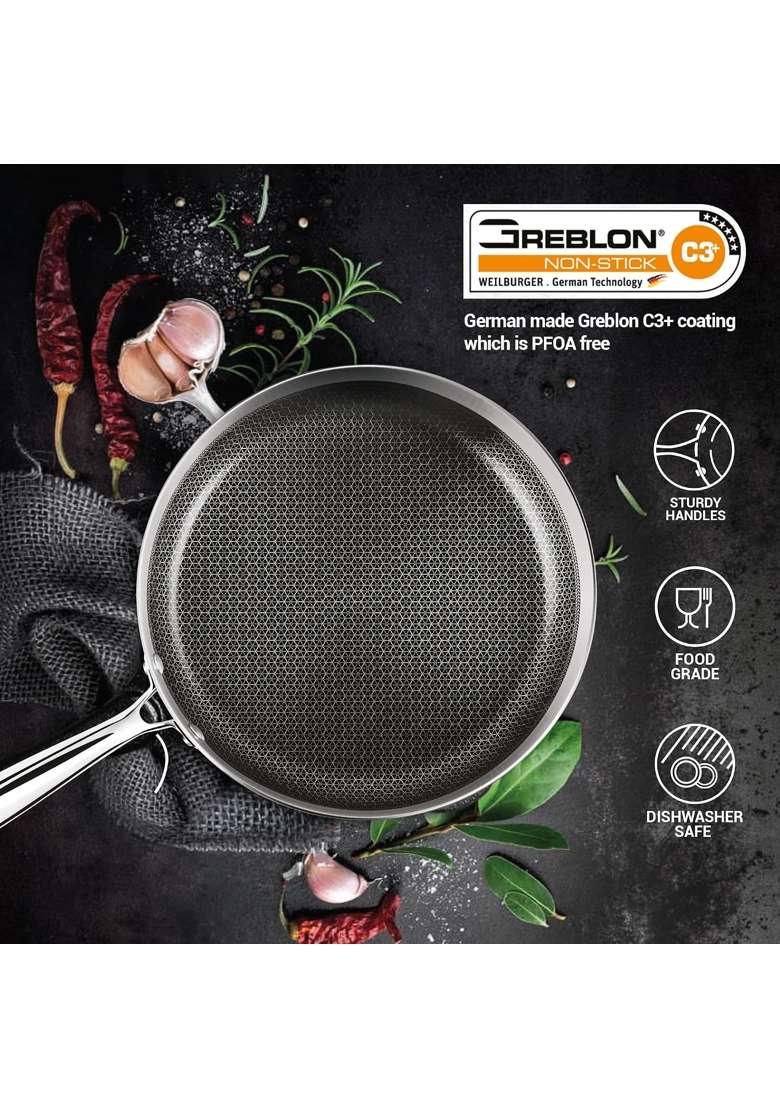 MILTON Pro cook Induction Cookware and Gas Stove Friendly Triply Hexa Tech Mini Fry Pan | 14 cm | 5.5 Inch | Non-Stick - Indya