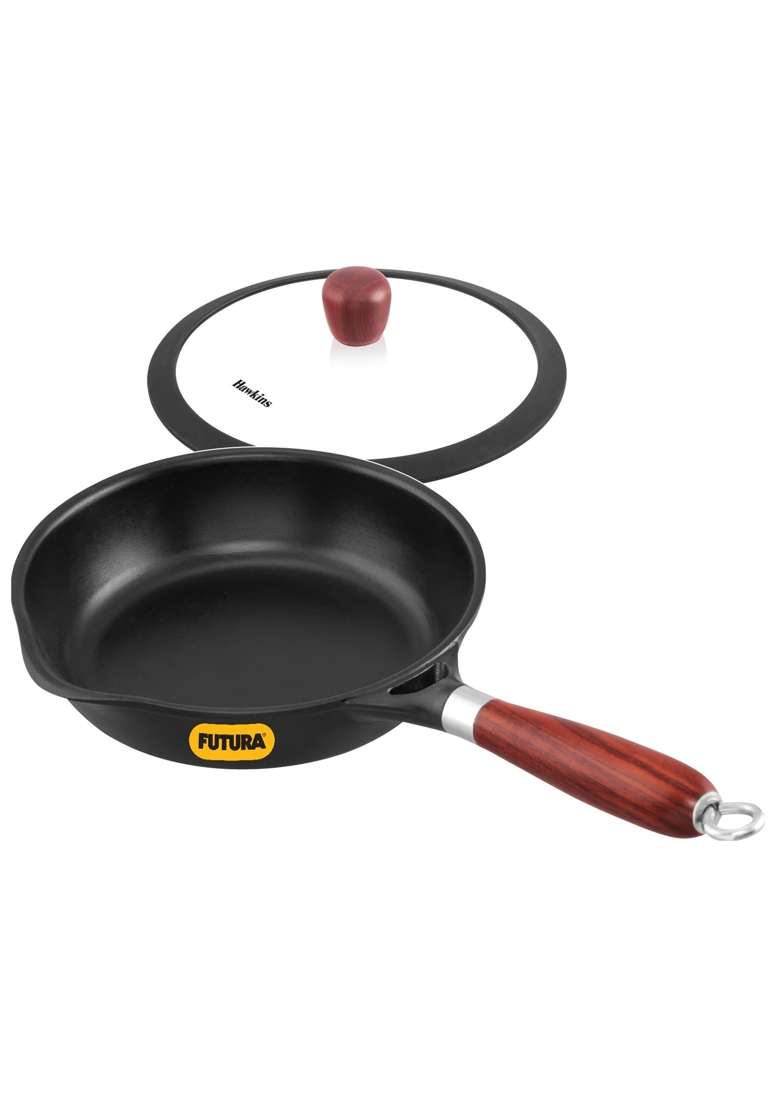 Hawkins Futura Cast Iron Frying Pan | 20 cm | 7.9 Inch | Induction Compatible | Non-Stick - Indya