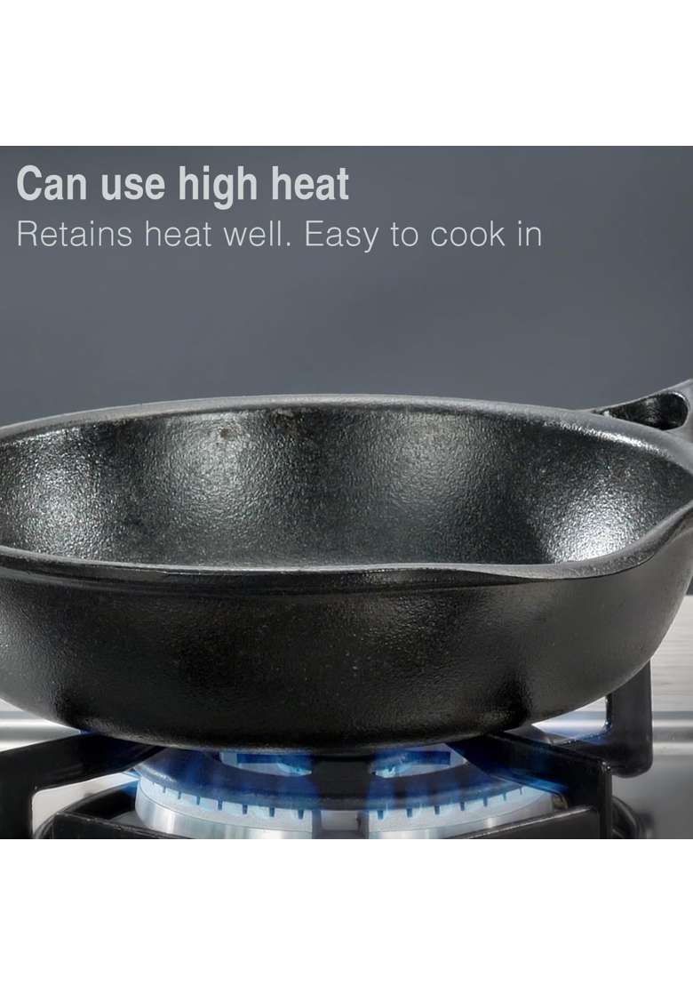 Hawkins Futura Cast Iron Frying Pan | 20 cm | 7.9 Inch | Induction Compatible | Non-Stick - Indya