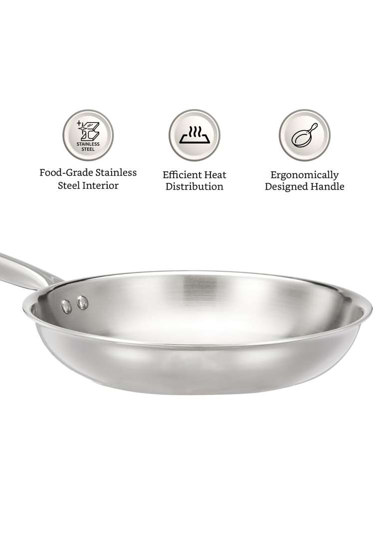 Solimo Amazon Brand Solimo Triply Frying Pan | 7.7 cm | 3 Inch | Induction Compatible - Indya