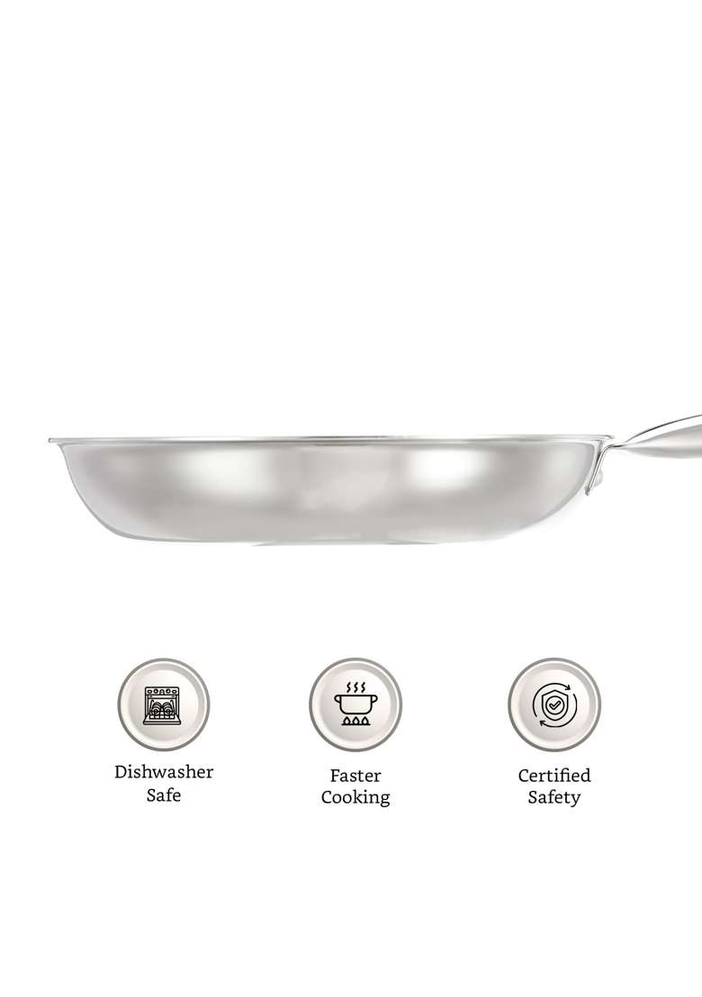 Solimo Amazon Brand Solimo Triply Frying Pan | 7.7 cm | 3 Inch | Induction Compatible - Indya