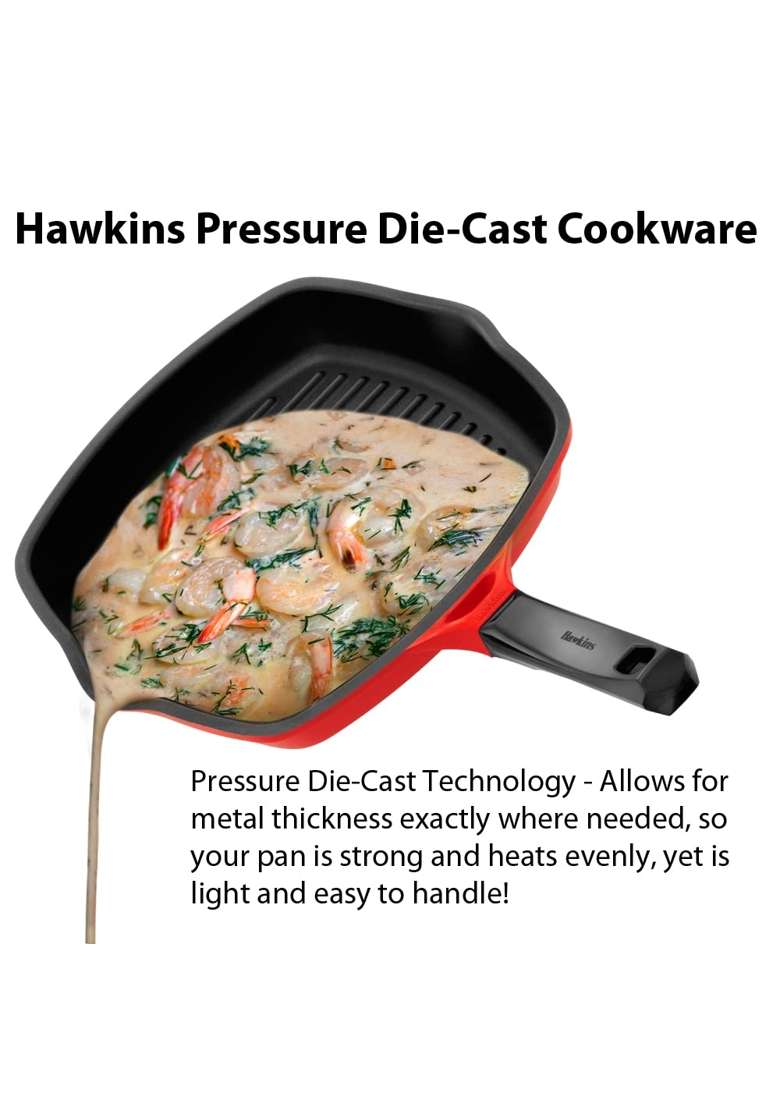 Hawkins Grill Pan Red | 30 cm | 11.8 Inch - Indya