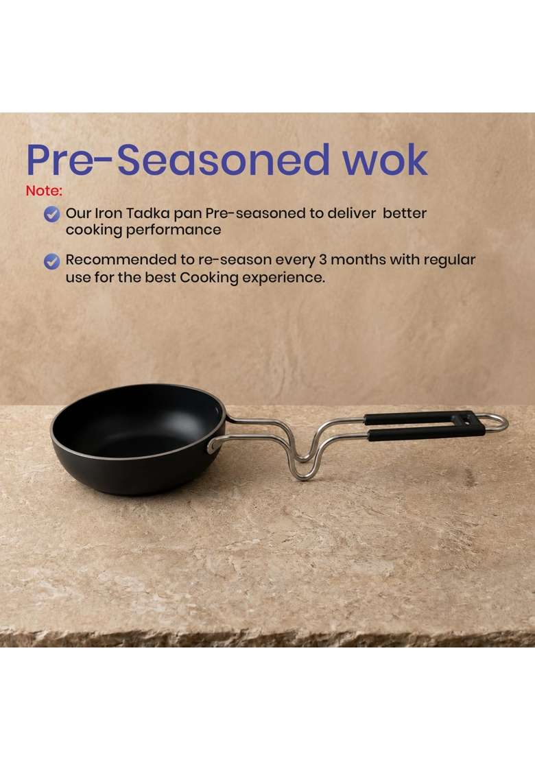 DOZY Iron Tadka Pan Black | Induction Compatible - Indya