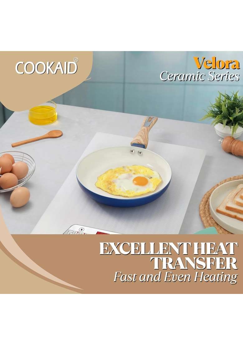 COOKAID Ceramic Frying Pan | 1.5 L | 1.6 Qt | 24 cm | 9.4 Inch | Non-Stick - Indya
