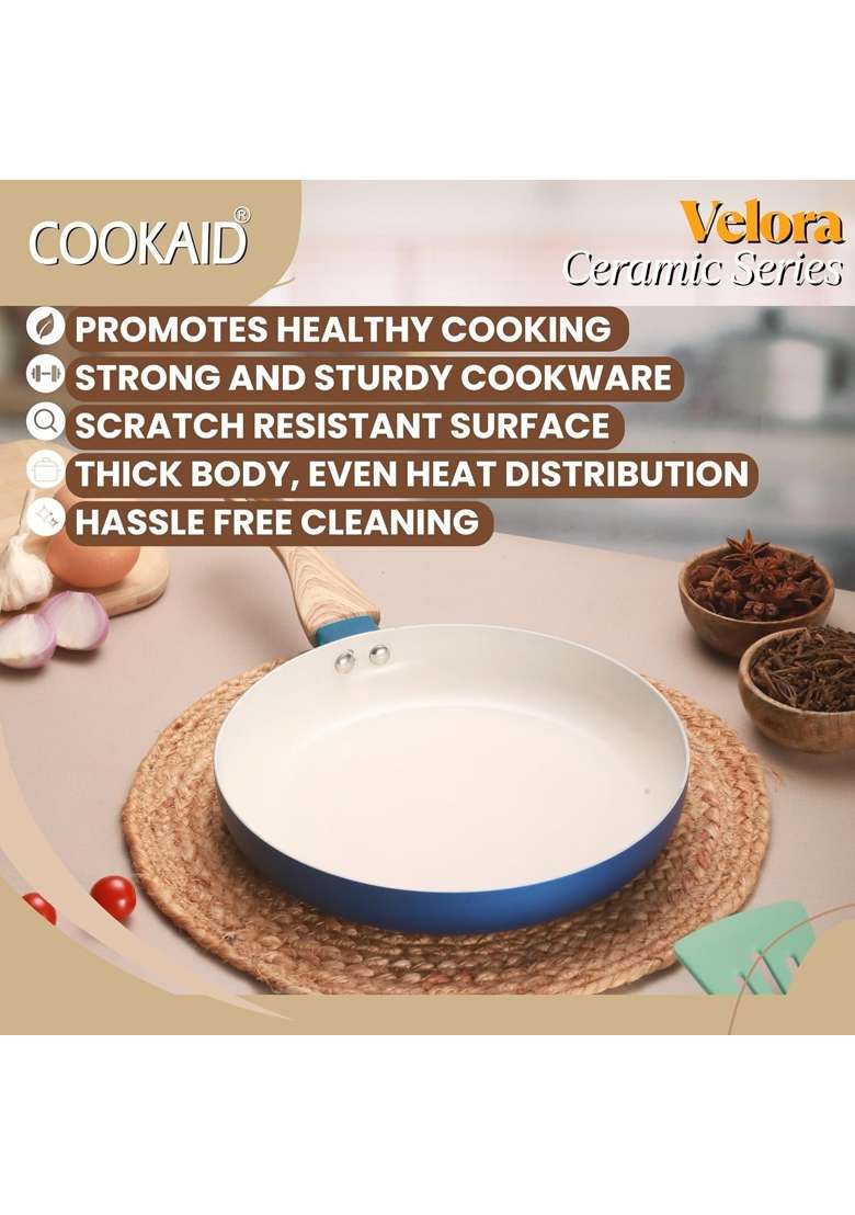 COOKAID Ceramic Frying Pan | 1.5 L | 1.6 Qt | 24 cm | 9.4 Inch | Non-Stick - Indya