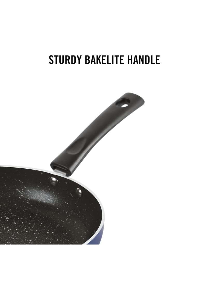 CELLO Regal Non Stick Blue Fry Pan with Spatter | 22 cm | 8.7 Inch | Induction Compatible - Indya
