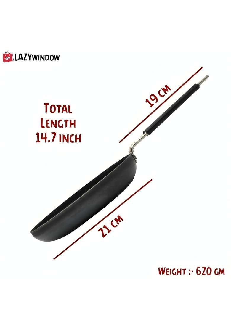 LAZYwindow Iron Frying Pan | 1 L | 1.1 Qt | 20 cm | 7.9 Inch | Induction Compatible - Indya