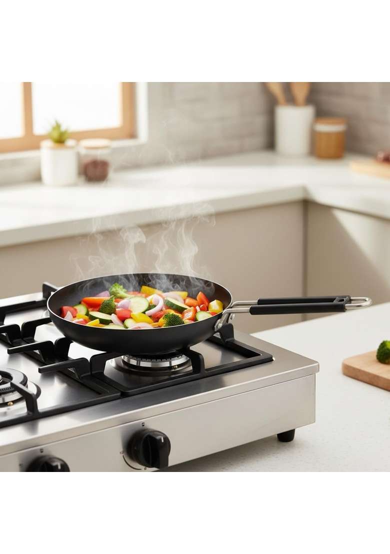 LAZYwindow Iron Frying Pan | 1 L | 1.1 Qt | 20 cm | 7.9 Inch | Induction Compatible - Indya