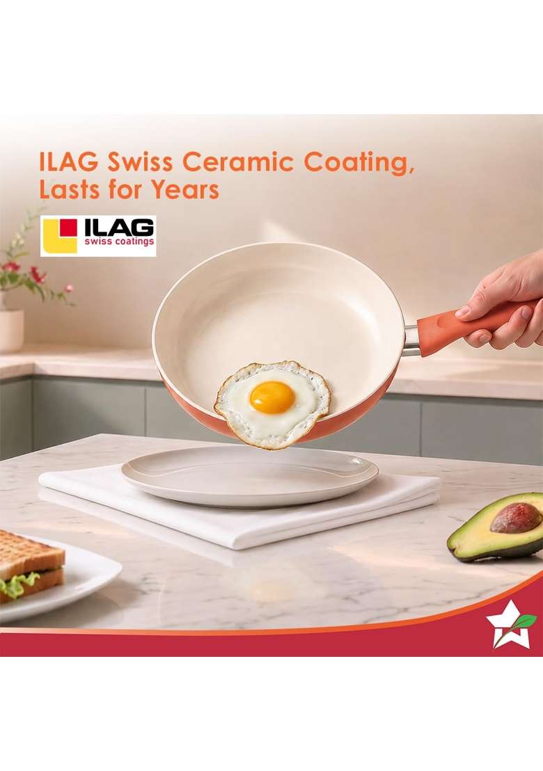 Wonderchef Natura Ceramic Fry Pan for Cooking | 1.2 L | 1.3 Qt | 20 cm | 7.9 Inch | Induction Compatible | PFOA Free | Non-Toxic - Indya