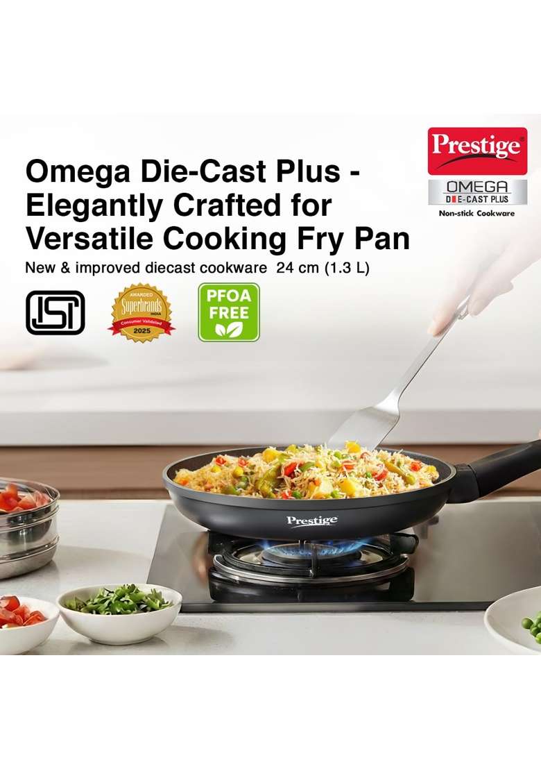 Prestige Omega Die-Cast Plus Aluminium Non-Stick Fry Pan | 24 cm | 9.4 Inch - Indya