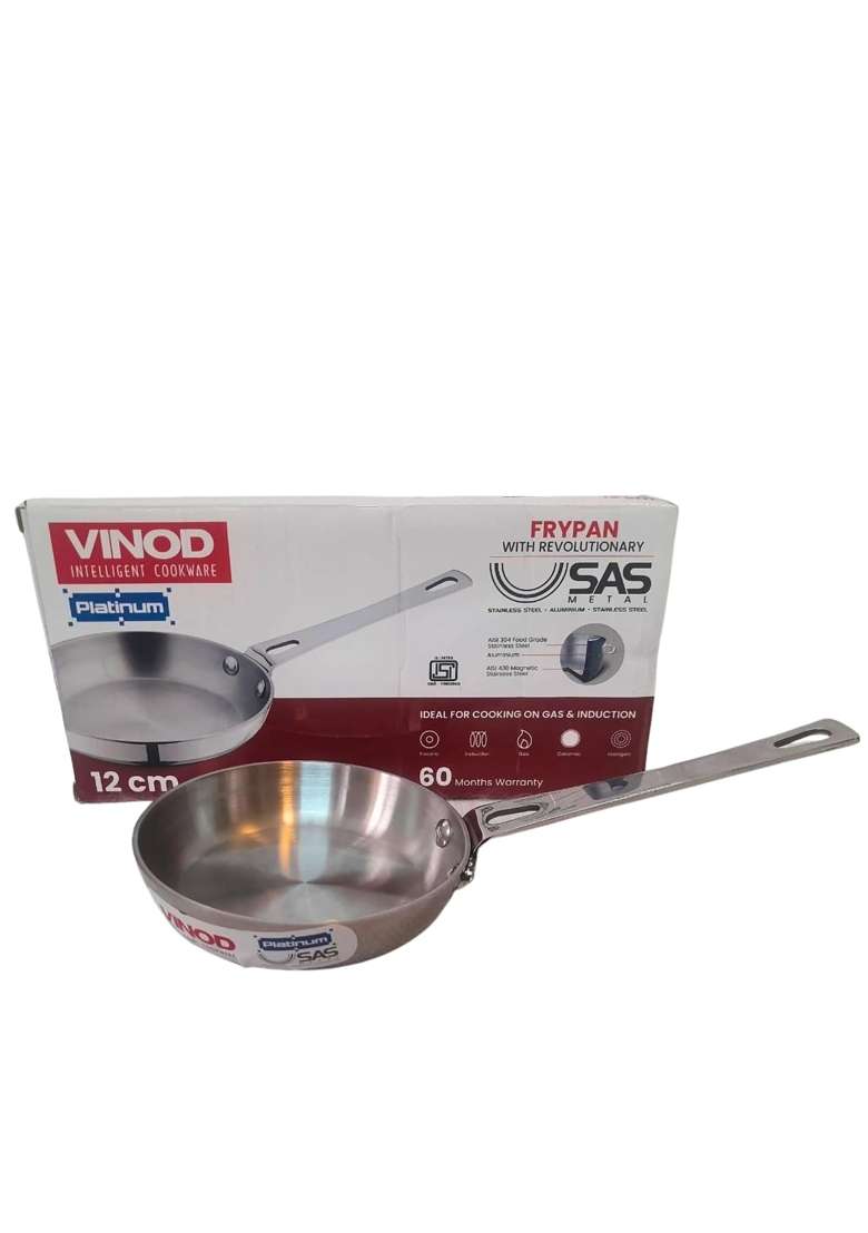 Vinod Platinum Triply Stainless Steel Mini Frypan | 12 cm | 4.7 Inch | Induction Compatible - Indya