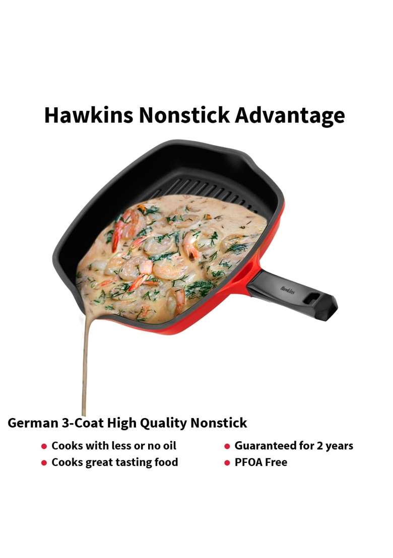 Hawkins Grill Pan with Glass Lid | 30 cm | 11.8 Inch - Indya