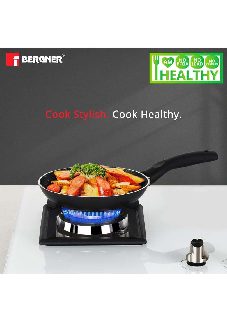 BERGNER Essential Plus 5-Layer Non-Stick Coated Frypan | 24 cm | 9.4 Inch | Induction Compatible | PFOA Free - Indya