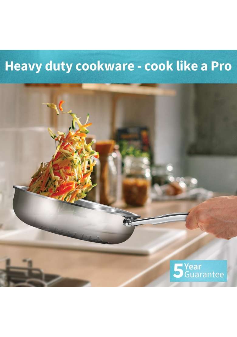 Hawkins Pro Frying Pan | 22 cm | 8.7 Inch | Tri-Ply - Indya