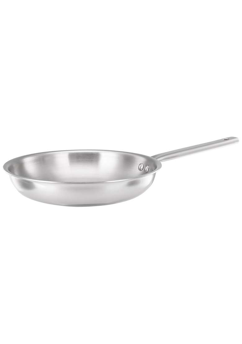 Solimo Amazon Brand Solimo Triply Stainless Steel Frypan | 24 cm | 9.4 Inch | Induction Compatible | Heavy Bottom | Non-Toxic - Indya