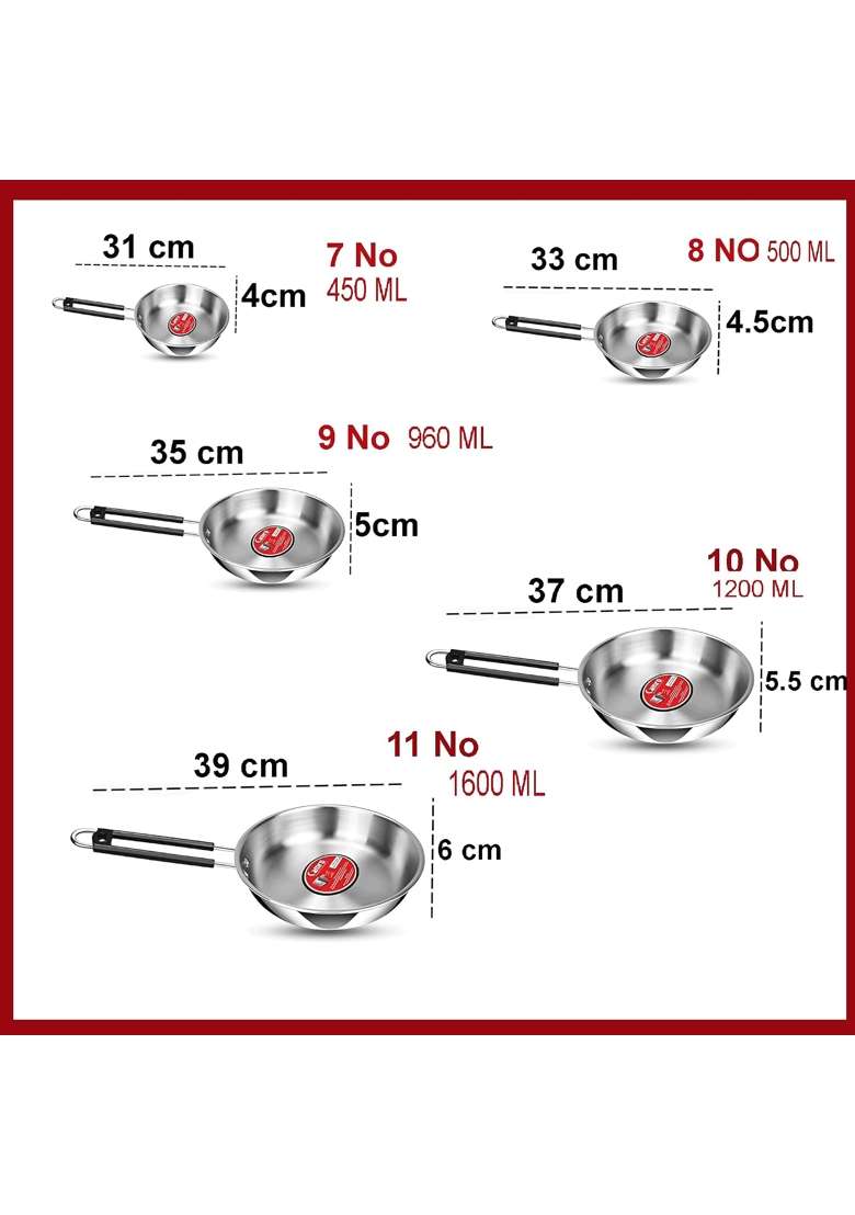 Camro Triply Artisian Mini Fry Pan | 500 ml | 16.9 fl oz | Induction Compatible - Indya