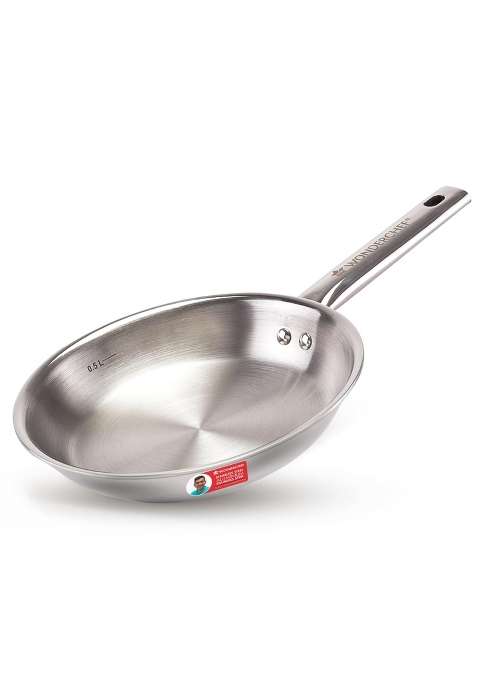 Wonderchef Stella Triply Stainless Steel Fry Pan | 1 L | 1.1 Qt | 20 cm | 7.9 Inch | Induction Compatible | Non-Toxic